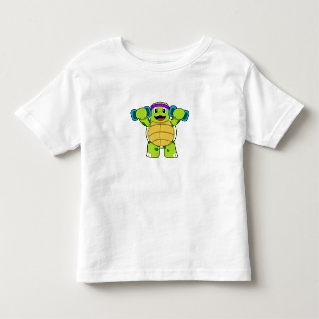 T-shirt Pour Les Tous Petits Tortue à l'effort entraînement et cloches (Devant)