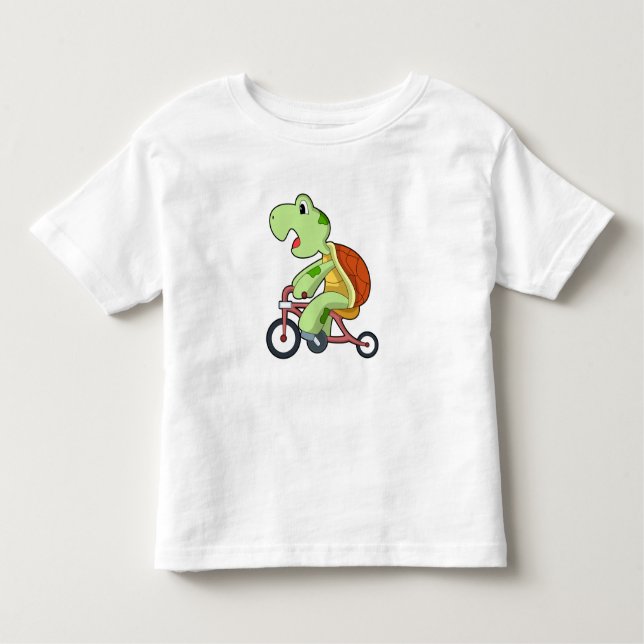 T-shirt Pour Les Tous Petits Tortue avec bicyclette (Devant)