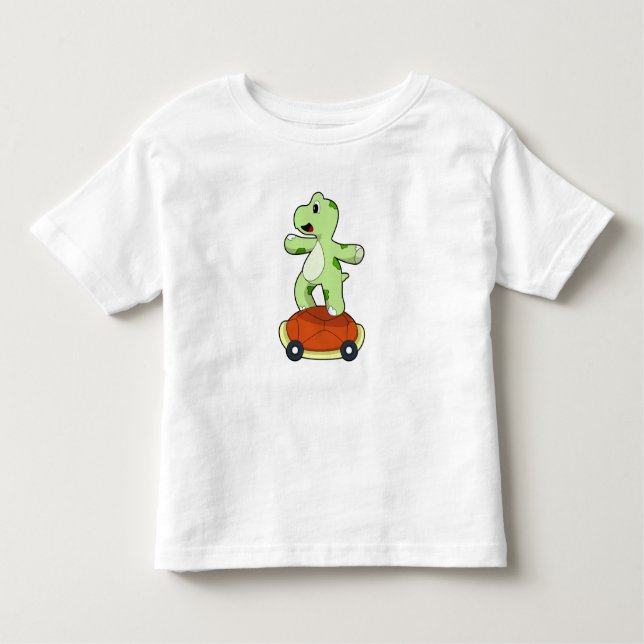 T-shirt Pour Les Tous Petits Tortue avec coquille en tant que skateboard (Devant)