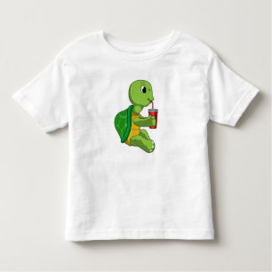 T-shirt Pour Les Tous Petits Tortue avec tasse à boire avec paille