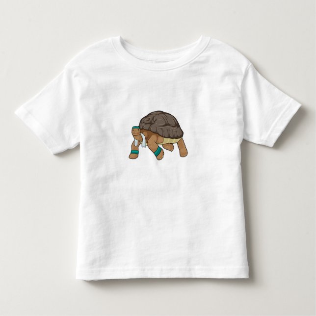 T-shirt Pour Les Tous Petits Tortue comme coureur avec serviette (Devant)