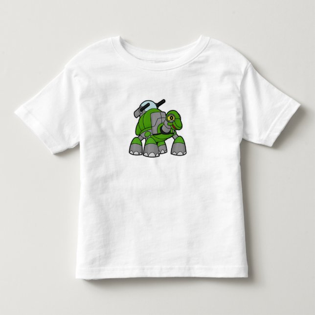 T-shirt Pour Les Tous Petits Tortue comme robot avec canons (Devant)