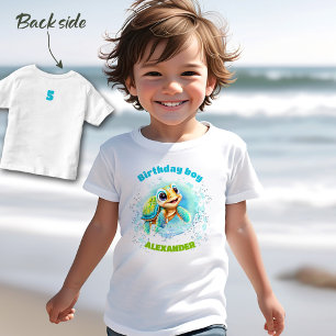 T-shirt Pour Les Tous Petits Tortue de mer mûre Anniversaire Nom du garçon Numé
