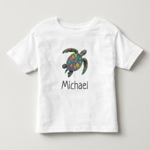 T-shirt Pour Les Tous Petits Tortue de mer océanique nautique nom personnalisé 