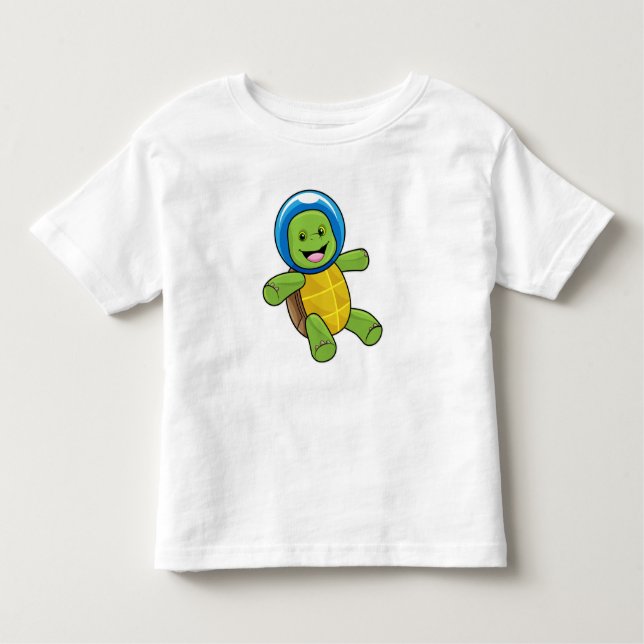 T-shirt Pour Les Tous Petits Tortue en astronaute avec boule de verre (Devant)