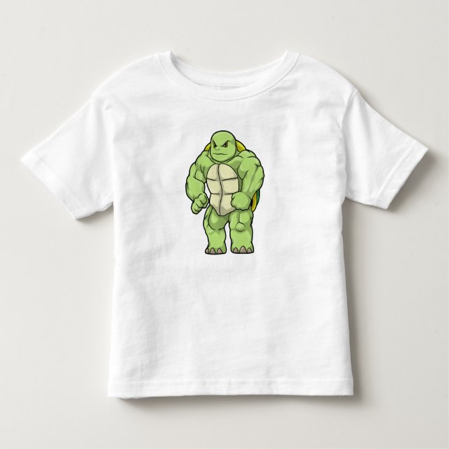 T-shirt Pour Les Tous Petits Tortue en Bodybuilder avec Six pack (Devant)