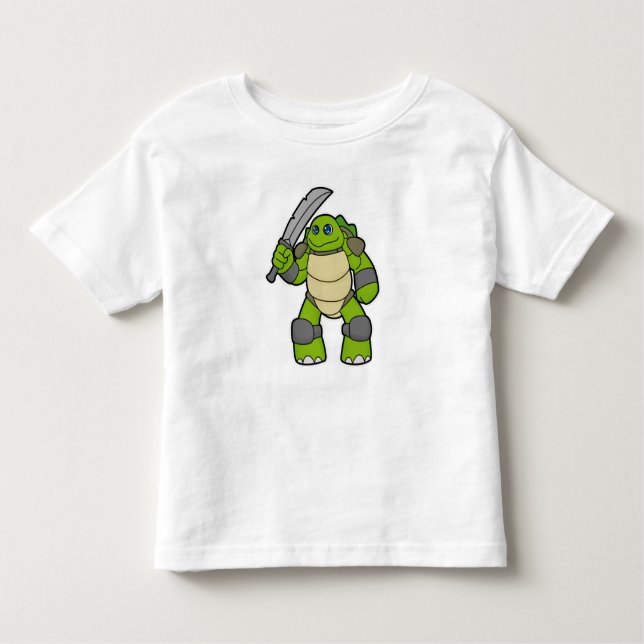 T-shirt Pour Les Tous Petits Tortue guerrière avec épée (Devant)