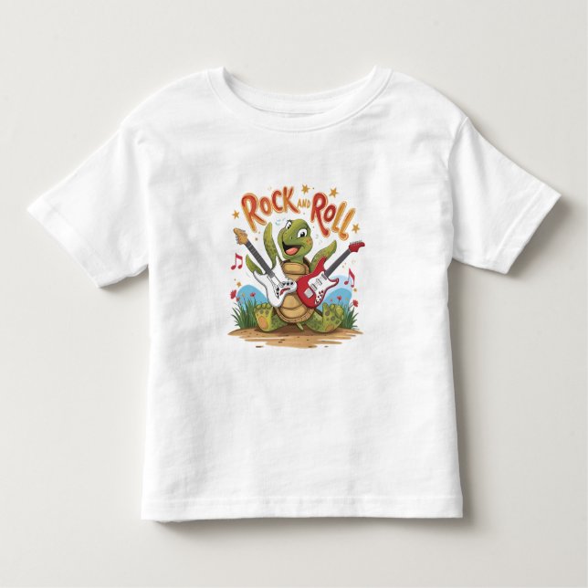 T-shirt Pour Les Tous Petits Tortue super Rockstar Rock Et Rouleau (Devant)