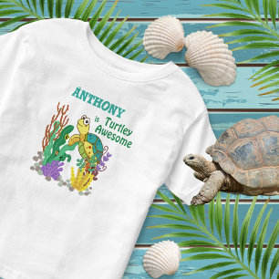 T-shirt Pour Les Tous Petits Tortue "Turtley Awesome" mignonne Tortue personnal