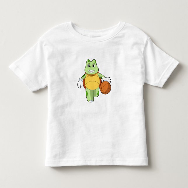 T-shirt Pour Les Tous Petits Tourtle as basketball player with basketball.PNG (Devant)