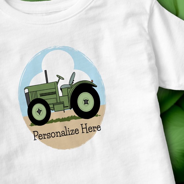 T-shirt Pour Les Tous Petits Tracteur de ferme écologique pour enfants personna (Personalized Kids Green Farm Tractor Toddler T-shirt)