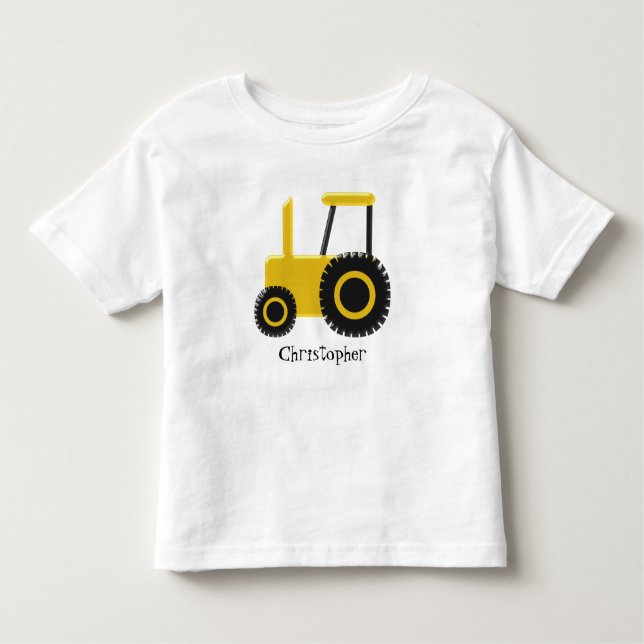 T-shirt Pour Les Tous Petits Tracteur jaune (Devant)