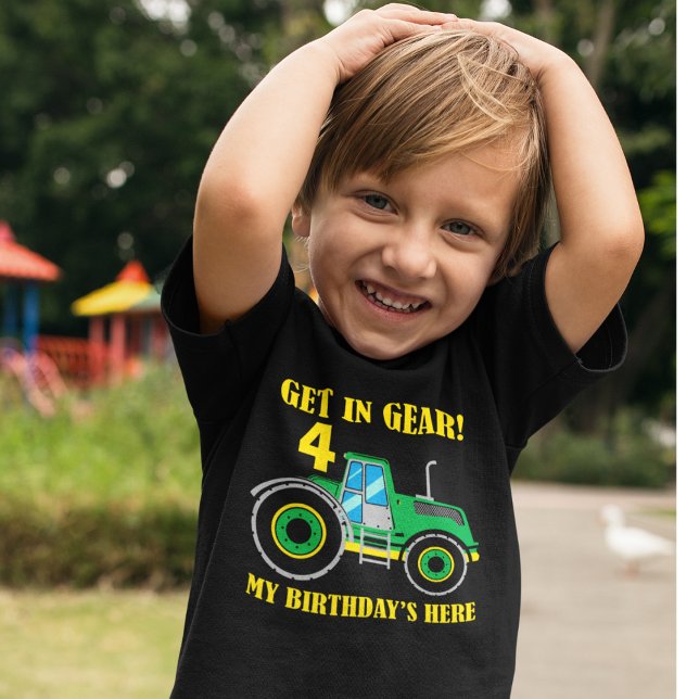 T-shirt Pour Les Tous Petits Tracteur vert Entraînement Anniversaire Garçons T- (Créateur téléchargé)