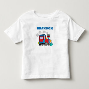 T-shirt Pour Les Tous Petits Train Enfants Garçons Bleu Nom Personnalisé