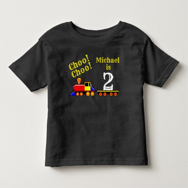 T-shirt Pour Les Tous Petits Train mignon personnalisé d'anniversaire de Choo (Devant)