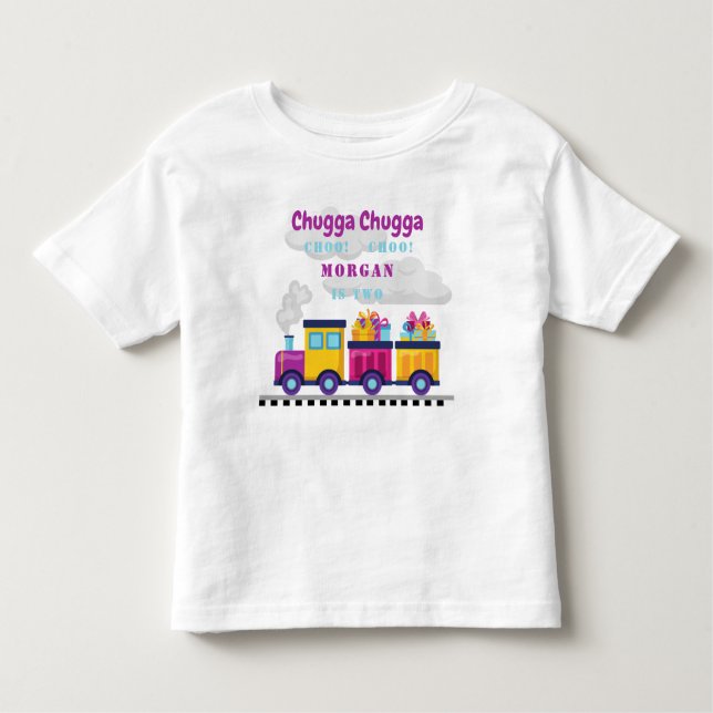 T-shirt Pour Les Tous Petits Train Tchou Tchou Dessin Animé Deuxième Anniversai (Devant)