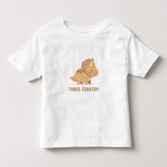 T-shirt Pour Les Tous Petits Triceratops Café – Cute Dinosaur Coffee Illustrati (Devant)