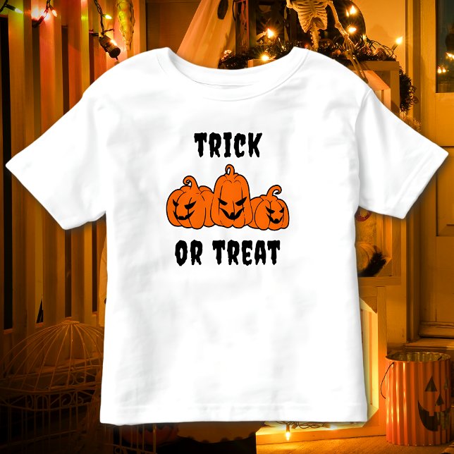 T-shirt Pour Les Tous Petits Tricoter Ou Traiter Citrouilles Éffrayants Hallowe (Créateur téléchargé)