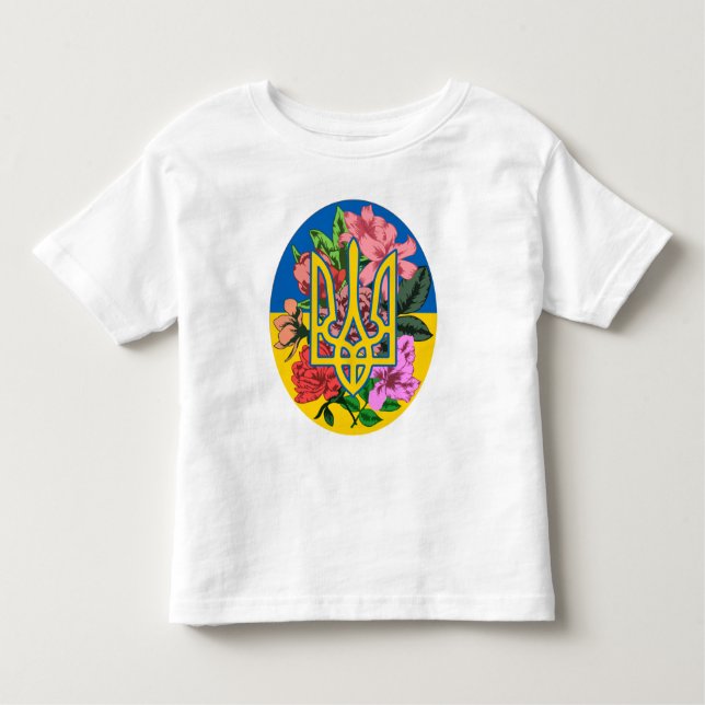 T-shirt Pour Les Tous Petits Trident ukrainien et drapeau de l'Ukraine avec des (Devant)