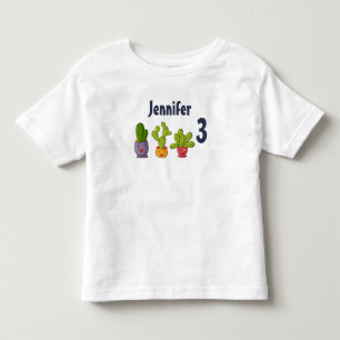 T-shirt Pour Les Tous Petits Trois jolis cactus en fleurs dans des pots de fleu