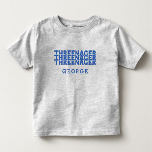 T-shirt Pour Les Tous Petits Trois lettres rétro Nom Texte bleu