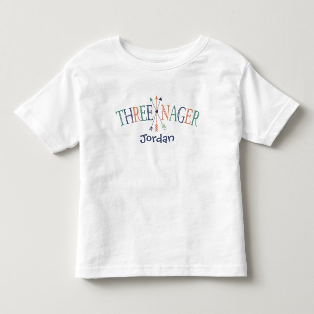 T-shirt Pour Les Tous Petits "Trois" Personnalisé de 3 ans (Devant)