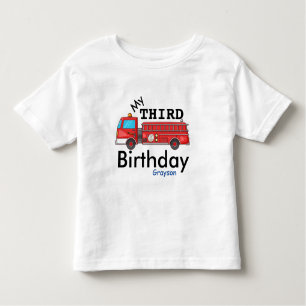 T-shirt Pour Les Tous Petits Troisième Firetruck Grayson d'anniversaire
