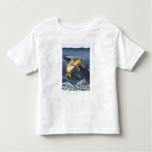T-shirt Pour Les Tous Petits Truite pêchant la section transversale - Wyoming