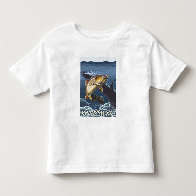T-shirt Pour Les Tous Petits Truite pêchant la section transversale - Wyoming (Devant)
