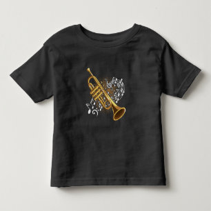 T-shirt Pour Les Tous Petits Trumpet Player Musical Notes Jazz Music Art