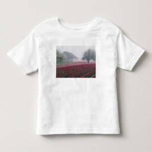 T-shirt Pour Les Tous Petits Tulipes rouges et roses saluent la journée dans un