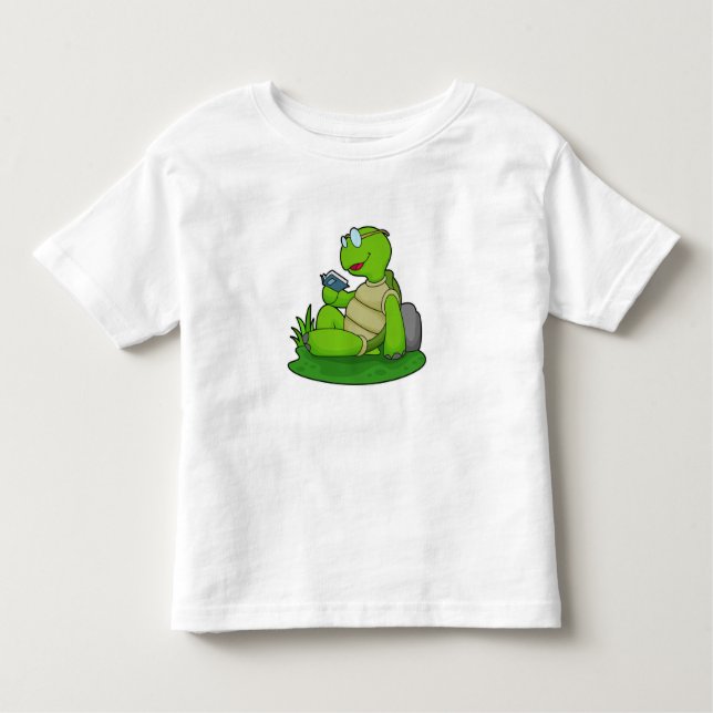 T-shirt Pour Les Tous Petits Turtle Reading Book (Devant)