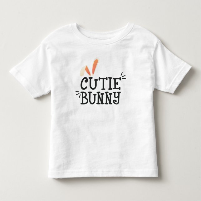 T-shirt Pour Les Tous Petits Typographie de Pâques de Bunny Cutie Simple | T-sh (Devant)