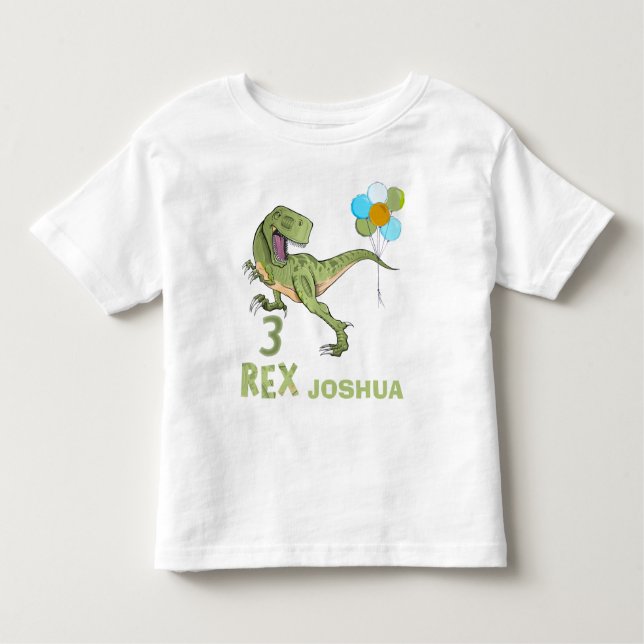 T-shirt Pour Les Tous Petits Tyrannosaurus Trois Rex Dino 3e anniversaire (Devant)