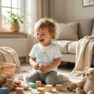 T-shirt Pour Les Tous Petits U est pour Licorne - Alphabet de Licorne Arc-en-Ci