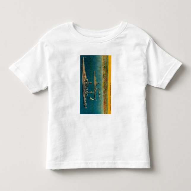 T-shirt Pour Les Tous Petits U.S. Cuirassés ancrés à Long Beach (Devant)