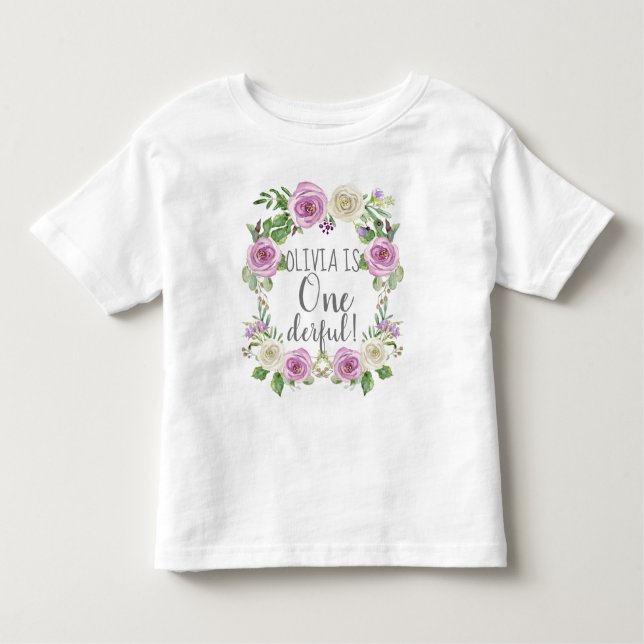 T-shirt Pour Les Tous Petits Un bébé délirant fille aquarelle Lavande florale (Devant)