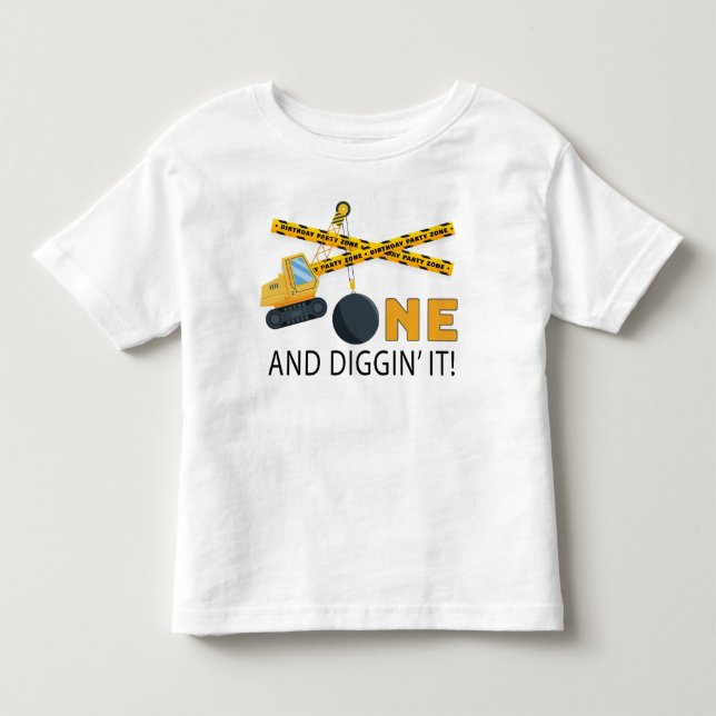 T-shirt Pour Les Tous Petits Un et fou de construction pour son anniversaire  (Devant)