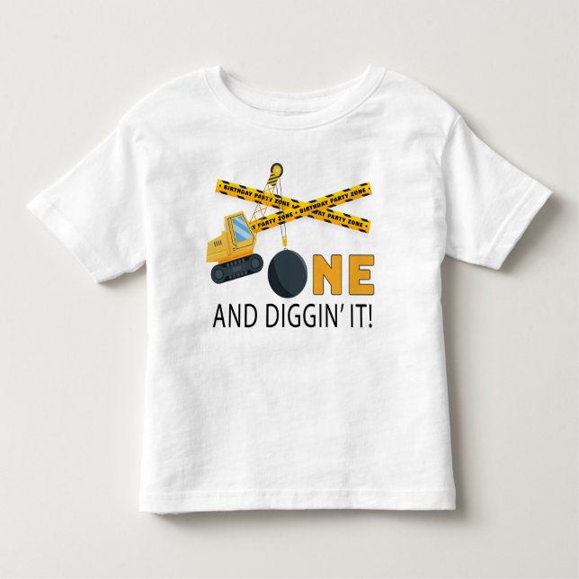 T-shirt Pour Les Tous Petits Un et fouir Il Construction Anniversaire  (Devant)