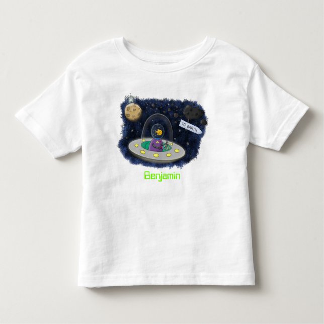 T-shirt Pour Les Tous Petits Un joli poisson heureux dans l'espace dessin animé (Devant)