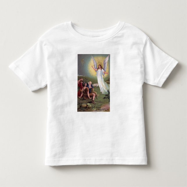 T-shirt Pour Les Tous Petits Un joyeux ChristmasAngel avant les bergers (Devant)