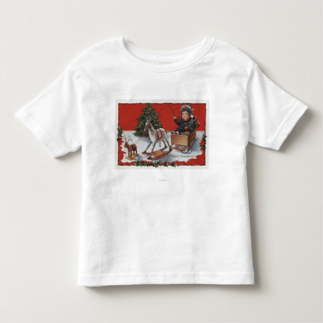 T-shirt Pour Les Tous Petits Un joyeux ChristmasKid dans un traîneau de (Devant)