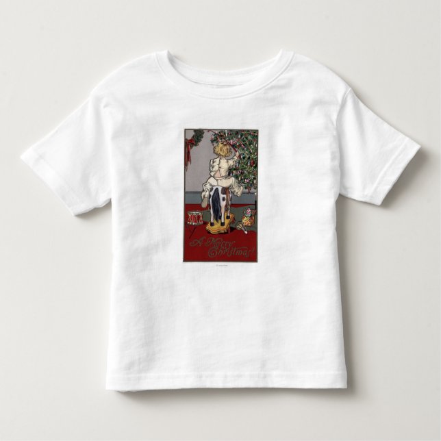 T-shirt Pour Les Tous Petits Un joyeux ChristmasKid sur un cheval de basculage (Devant)
