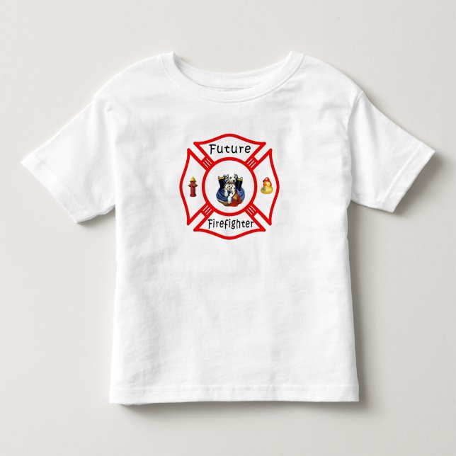 T-shirt Pour Les Tous Petits Un maltais rouge de futur sapeur-pompier (Devant)