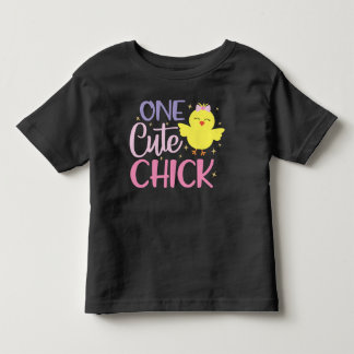 T-shirt Pour Les Tous Petits Un mignon Chick Fun Noir Jaune