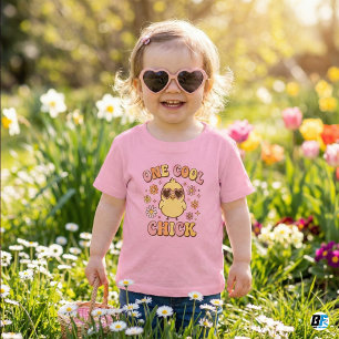 T-shirt Pour Les Tous Petits Une Fille Cool Pâques Rétro Groovy Printemps