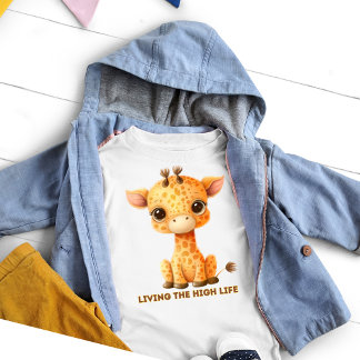 T-shirt Pour Les Tous Petits Une girafe amusante à la vie haute