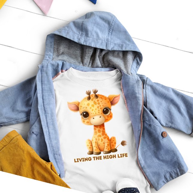 T-shirt Pour Les Tous Petits Une girafe amusante à la vie haute (Créateur téléchargé)