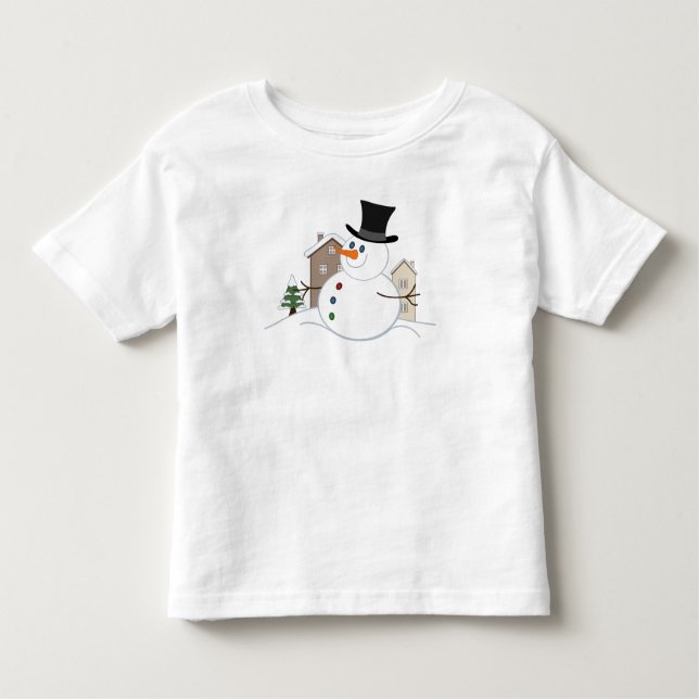 T-shirt Pour Les Tous Petits Une joyeuse illustration de Noël Snowman (Devant)