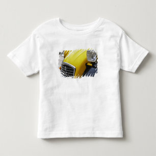 T-shirt Pour Les Tous Petits Une vieille Citroen 2CV 2 CV noire et jaune, détai